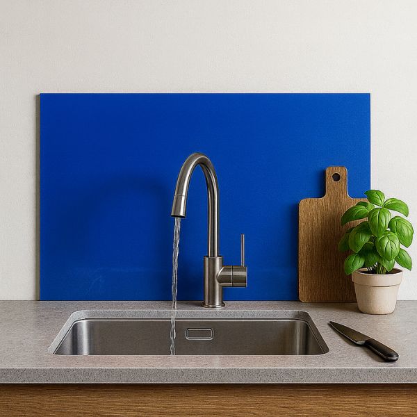 crédence cuisine bleu crédence verre laqué bleu