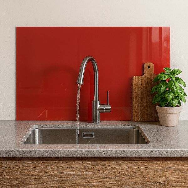 crédence cuisine rouge crédence verre laqué rouge